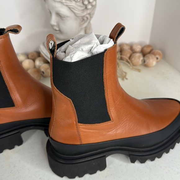ALLSAINTS HARLEE Chelsea Tan Leather Lug Sole Chunky Boots Euro 38/7 NWOB - Picture 7 of 10